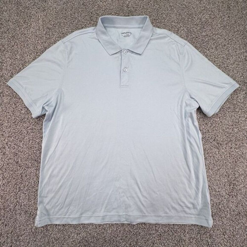 Untuckit Polo Shirt Men XL Extra Large Light Blue Short Sleeve Cotton Damaschino - Picture 2 of 7